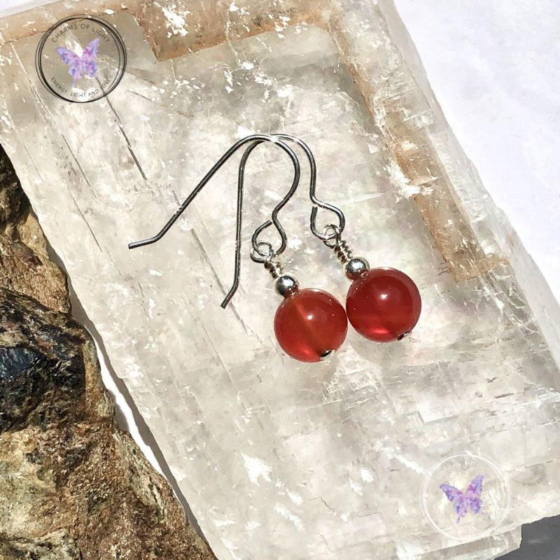 Classical Carnelian Silver Earrings